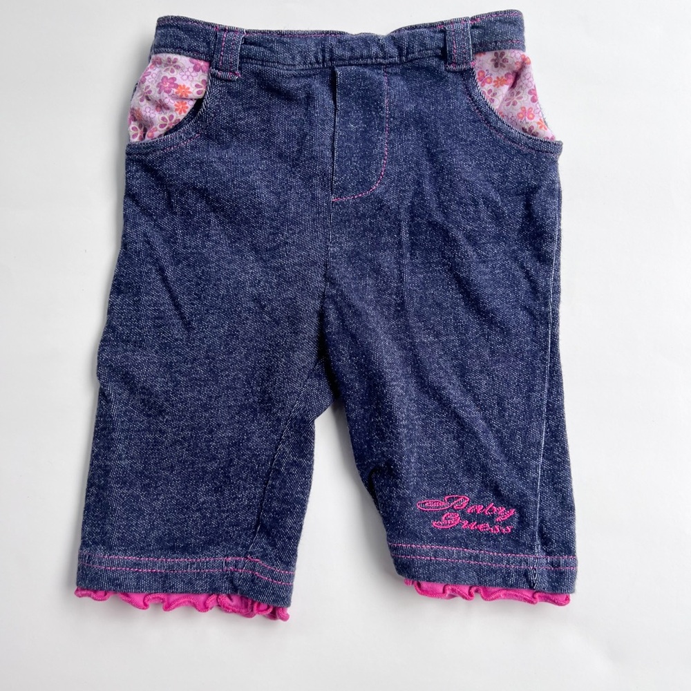 Guess Baby Blue and Pink Leggings with Delicate Ruffle Accents